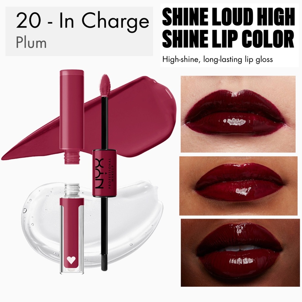 NYX PROFESSIONAL MAKEUP Shine Loud Liquid Lipstick w Clear Lip Gloss • In Charge